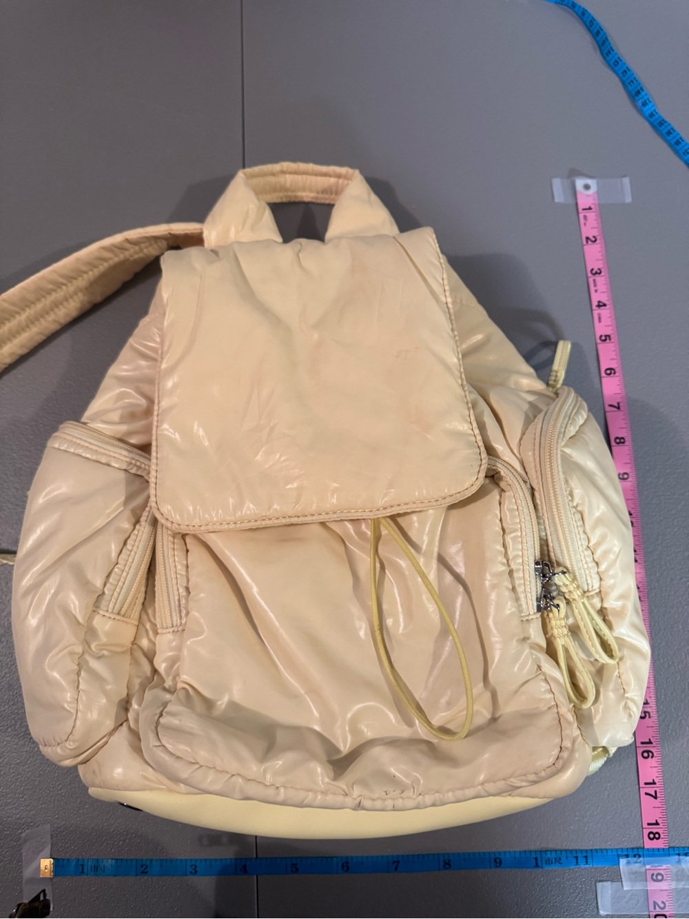 Cloud by Caara in Pale Yellow Women’s Quilted Puffer Backpack